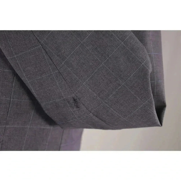 Hugo Boss The James/Sharp Gray w/ Ice Blue Windowpane Wool 2B Blazer Jacket 38R - Picture 7 of 10
